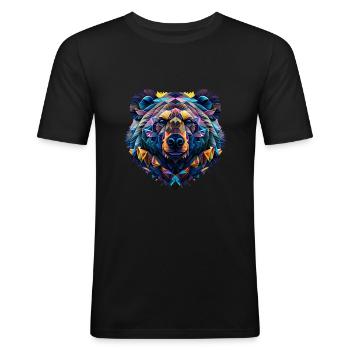 Geometric fauna, bear, geo wild - Men's Slim Fit T-Shirt - black - Front - Nik (191cm)