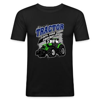 Tracteur - tracteur - agriculteur - agriculteur - T-shirt près du corps Homme - noir - Devant - Nik (191cm)