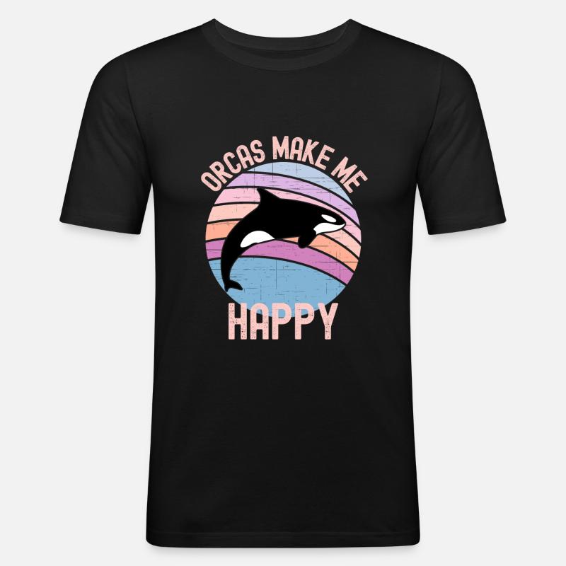Orcas Machen Sie mich glücklich - Männer Slim Fit T-Shirt - Schwarz