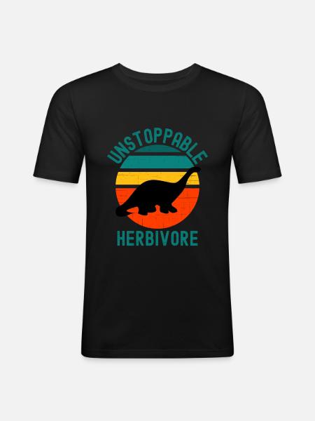 Unstoppable Herbivore Dinosaur Vegan - Men's Slim Fit T-Shirt - black