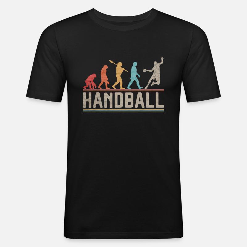 Handball Evolution Handballspieler Geschenk - Männer Slim Fit T-Shirt - Schwarz