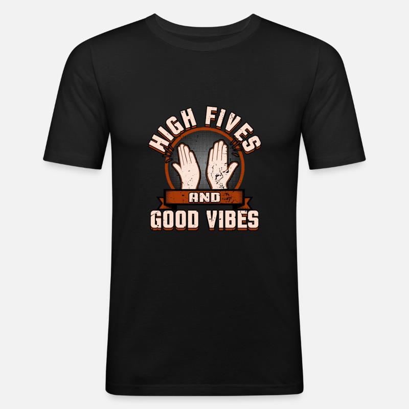 High Five - Männer Slim Fit T-Shirt - Schwarz