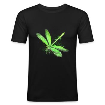 Libelle - Männer Slim Fit T-Shirt - Schwarz - Vorne - Nik (191cm)