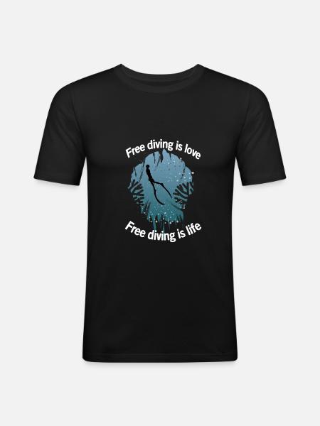 Freediving - Männer Slim Fit T-Shirt - Schwarz