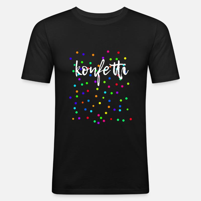 Konfetti Fasching Karneval Bunt - Männer Slim Fit T-Shirt - Schwarz