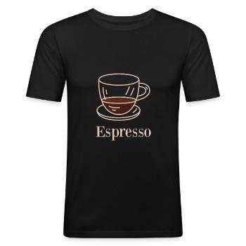 Café café expresso du matin - T-shirt près du corps Homme - noir - Devant - Nik (191cm)