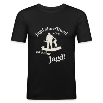 Jagd ohne Hund Jagen Jäger Wild Tiere Schießen - Männer Slim Fit T-Shirt - Schwarz - Vorne - Nik (191cm)