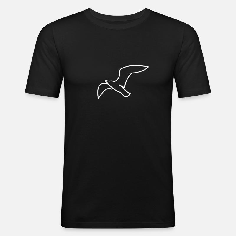 Maritim Meer Möwe - Männer Slim Fit T-Shirt - Schwarz