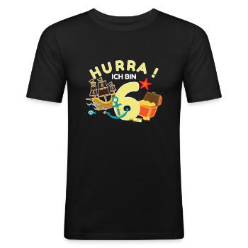 Piraten 6. Geburtstag Pirat 6 Jahre Geschenk - Männer Slim Fit T-Shirt - Schwarz - Vorne - Nik (191cm)