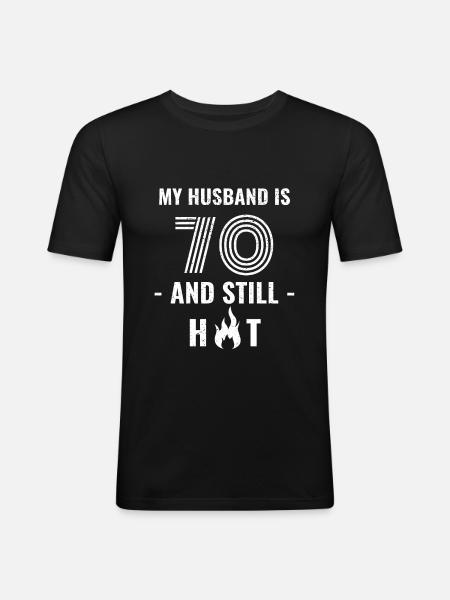 70 years birthday husband - Men's Slim Fit T-Shirt - black