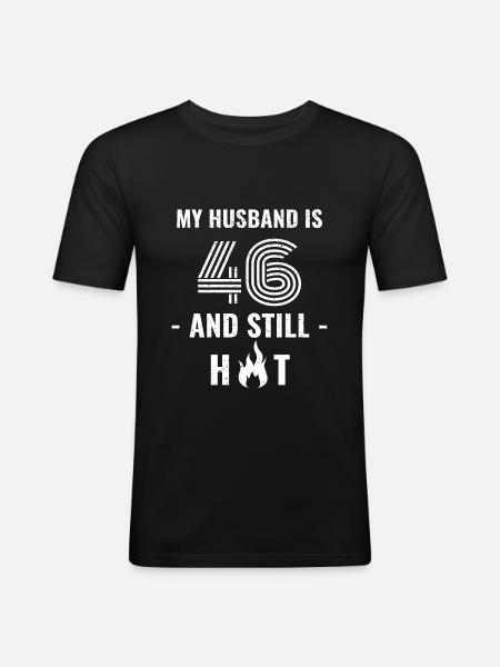 46 years birthday husband - Men's Slim Fit T-Shirt - black