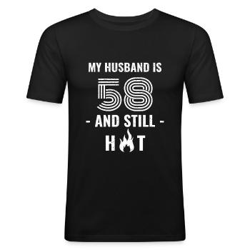58 Jahre Geburtstag Ehemann - Männer Slim Fit T-Shirt - Schwarz - Vorne - Nik (191cm)