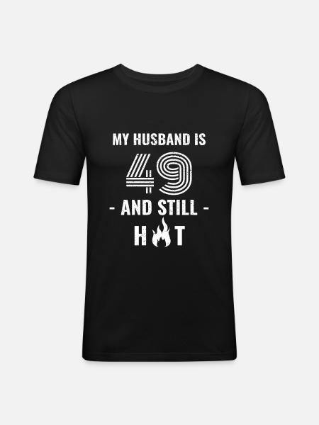 49 years birthday husband - Men's Slim Fit T-Shirt - black