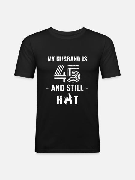 45 years birthday husband - Men's Slim Fit T-Shirt - black