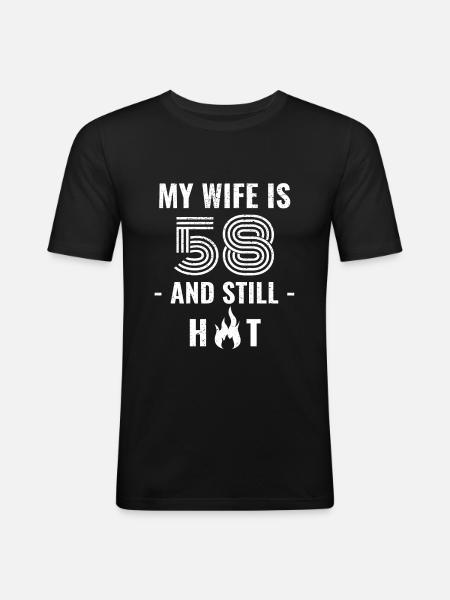 58 years birthday wife gift - Men's Slim Fit T-Shirt - black