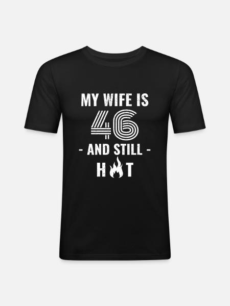 46 years birthday wife gift - Men's Slim Fit T-Shirt - black