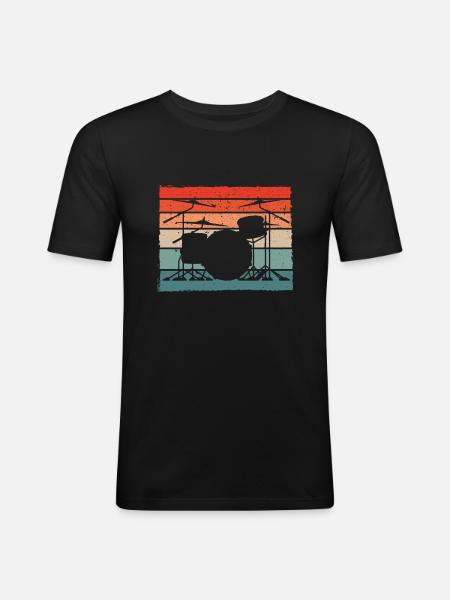 Retro Schlagzeuger Drummer - Men's Slim Fit T-Shirt - black