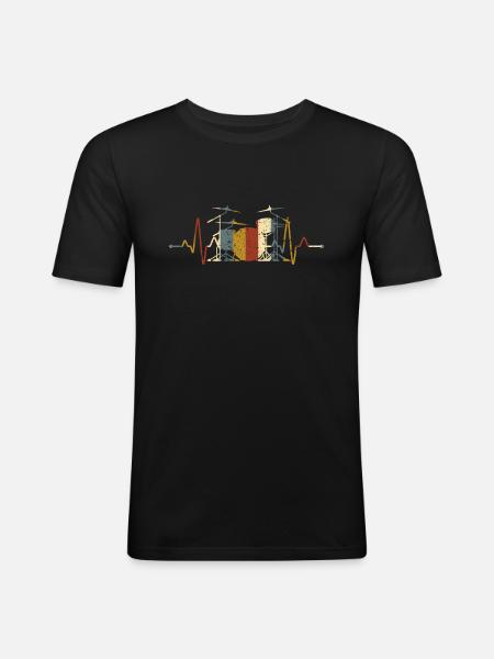 Retro Schlagzeuger Drummer - Men's Slim Fit T-Shirt - black