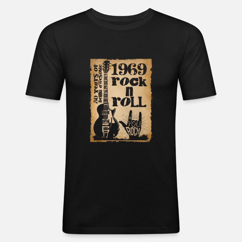 retro 1969 - Männer Slim Fit T-Shirt - Schwarz