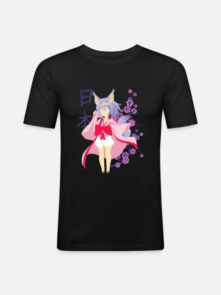 Anime cat girl kawaii girl japanese anime - Men's Slim Fit T-Shirt - black