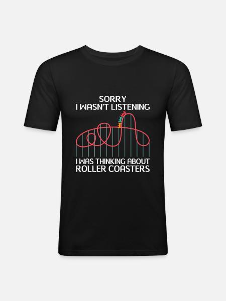 Achterbahn Freizeitpark Rollercoaster Fahrgeschäft - Männer Slim Fit T-Shirt - Schwarz