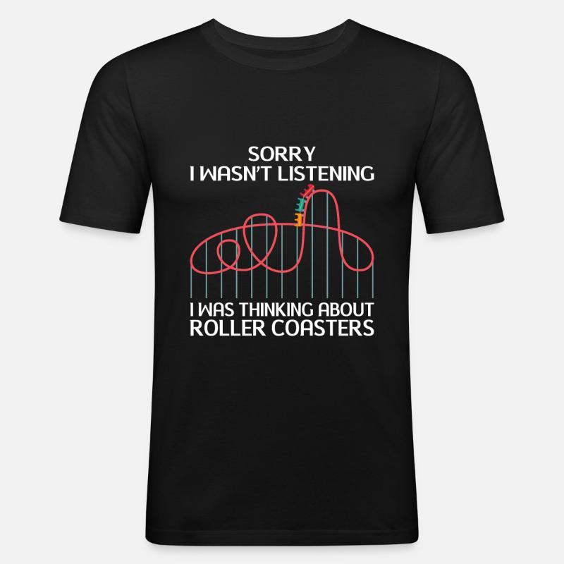 Achterbahn Freizeitpark Rollercoaster Fahrgeschäft - Männer Slim Fit T-Shirt - Schwarz