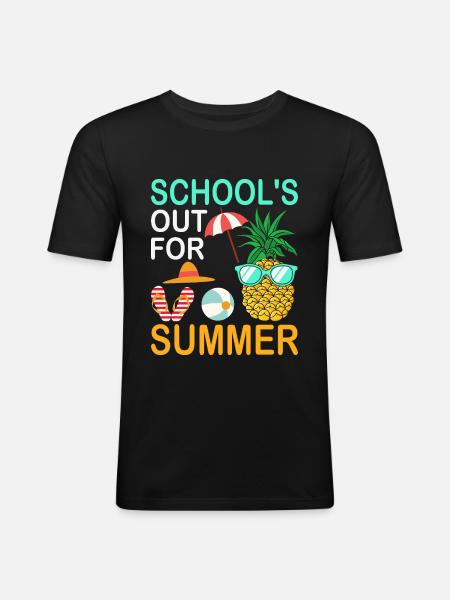 Schule Fertig Sommerferien Spruch - Männer Slim Fit T-Shirt - Schwarz