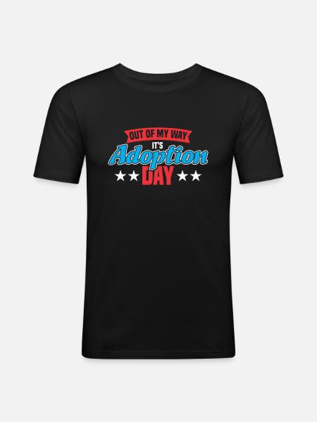 Adoptiert Adoptien Pflegevater Pflegemutter - Männer Slim Fit T-Shirt - Schwarz