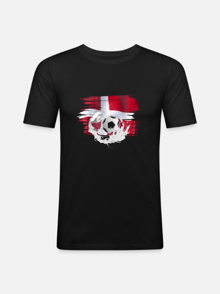 Dänmark Fußball Danmark fodbold - Männer Slim Fit T-Shirt - Schwarz