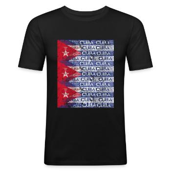 Cuba Cuban flag - Men's Slim Fit T-Shirt - black - Front - Nik (191cm)