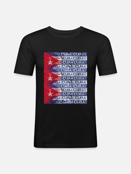 Cuba Cuban flag - Men's Slim Fit T-Shirt - black