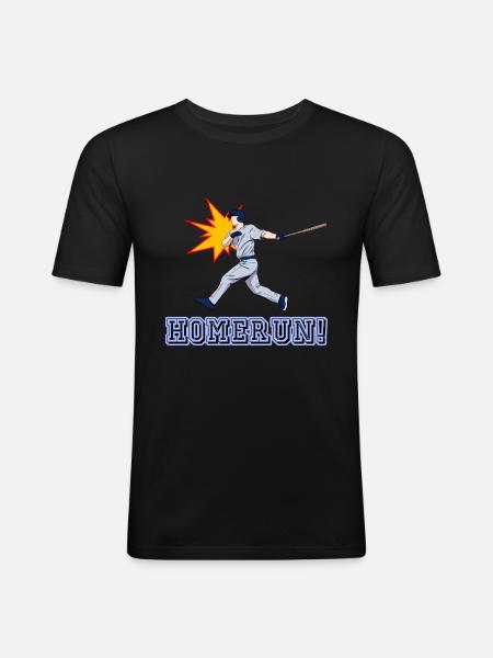 Homerun Baseball - Männer Slim Fit T-Shirt - Schwarz