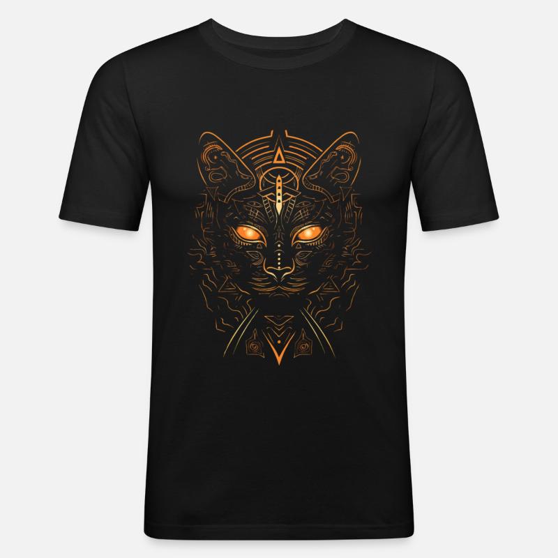 Bastet - Männer Slim Fit T-Shirt - Schwarz
