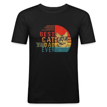 Papa meilleur chat papa jamais t-shirt père papa chat - T-shirt près du corps Homme - noir - Devant - Nik (191cm)