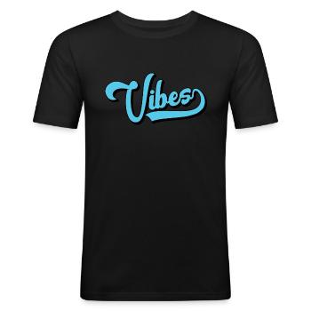 Vibes - Männer Slim Fit T-Shirt - Schwarz - Vorne - Nik (191cm)