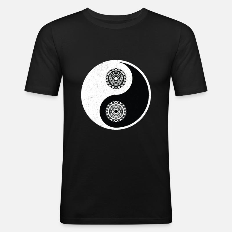 Ying Yang - Männer Slim Fit T-Shirt - Schwarz