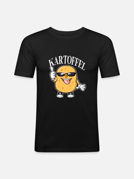 Deutsche Kartoffel - Männer Slim Fit T-Shirt - Schwarz