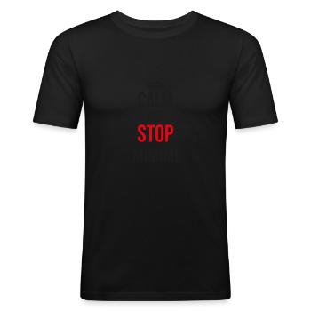 Heul doch und Stop Mimimimi Lustiger Arbeit Spruch - Männer Slim Fit T-Shirt - Schwarz - Vorne - Nik (191cm)