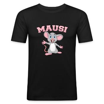 Mausi nickname sweetheart nickname sweet love mouse - Men's Slim Fit T-Shirt - black - Front - Nik (191cm)