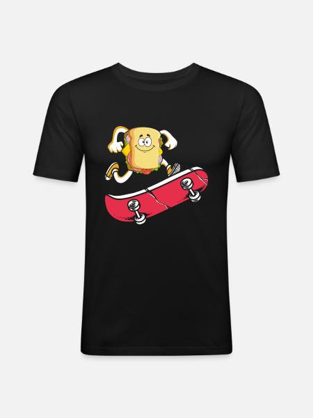 Sandwich Skateboarder Skateboarding Skateboard - Men's Slim Fit T-Shirt - black