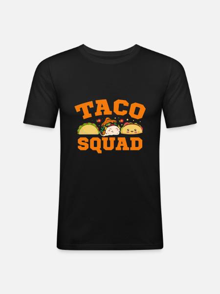 Cute Taco Squad Funny Mexican - Men's Slim Fit T-Shirt - black