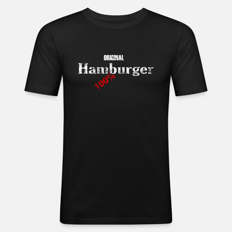 Original Hamburger - 100% - Männer Slim Fit T-Shirt - Schwarz