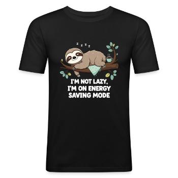 Sloth in power saving mode - Men's Slim Fit T-Shirt - black - Front - Nik (191cm)