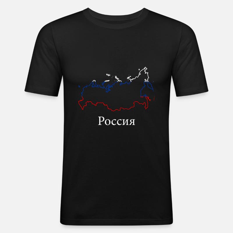 Russia russian - Männer Slim Fit T-Shirt - Schwarz