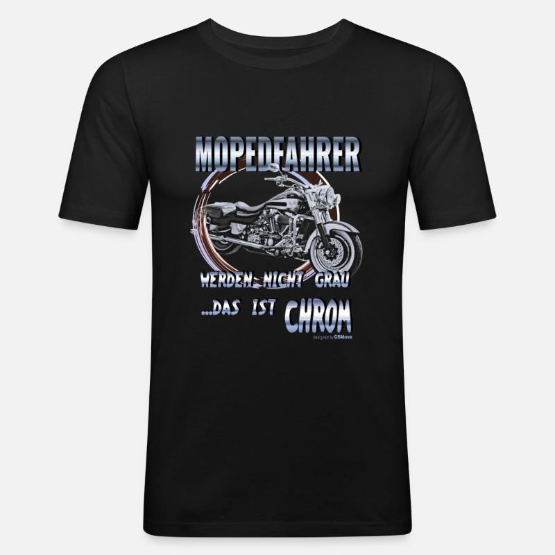 Motorradfahrer werden nicht grau, das ist Chrom - Männer Slim Fit T-Shirt - Schwarz