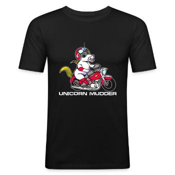 Einhorn Unicorn Magie Motocross Motorrad Pferd - Männer Slim Fit T-Shirt - Schwarz - Vorne - Nik (191cm)