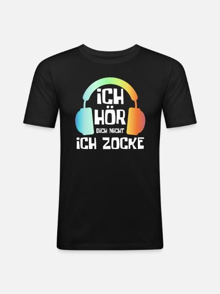 Gaming Zocken Zocker - Männer Slim Fit T-Shirt - Schwarz