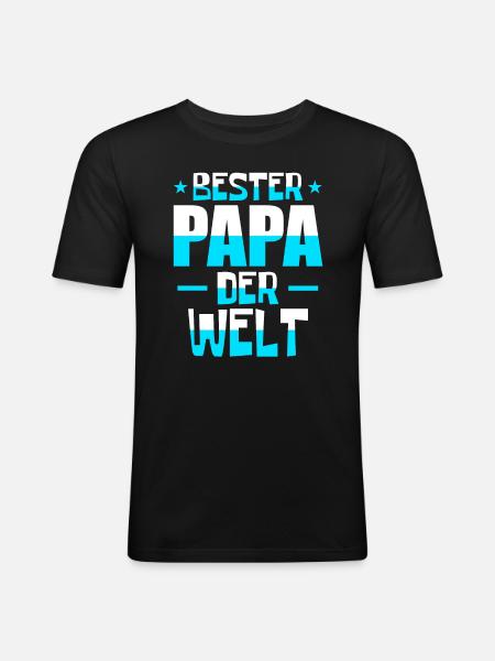 Bester Papa der Welt - Männer Slim Fit T-Shirt - Schwarz