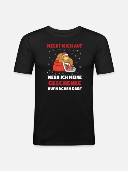 Weihnachten Geschenk Weihnachtsgeschenk Faultier - Männer Slim Fit T-Shirt - Schwarz