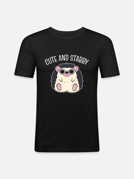 Netter Igel Tierpfleger - Männer Slim Fit T-Shirt - Schwarz